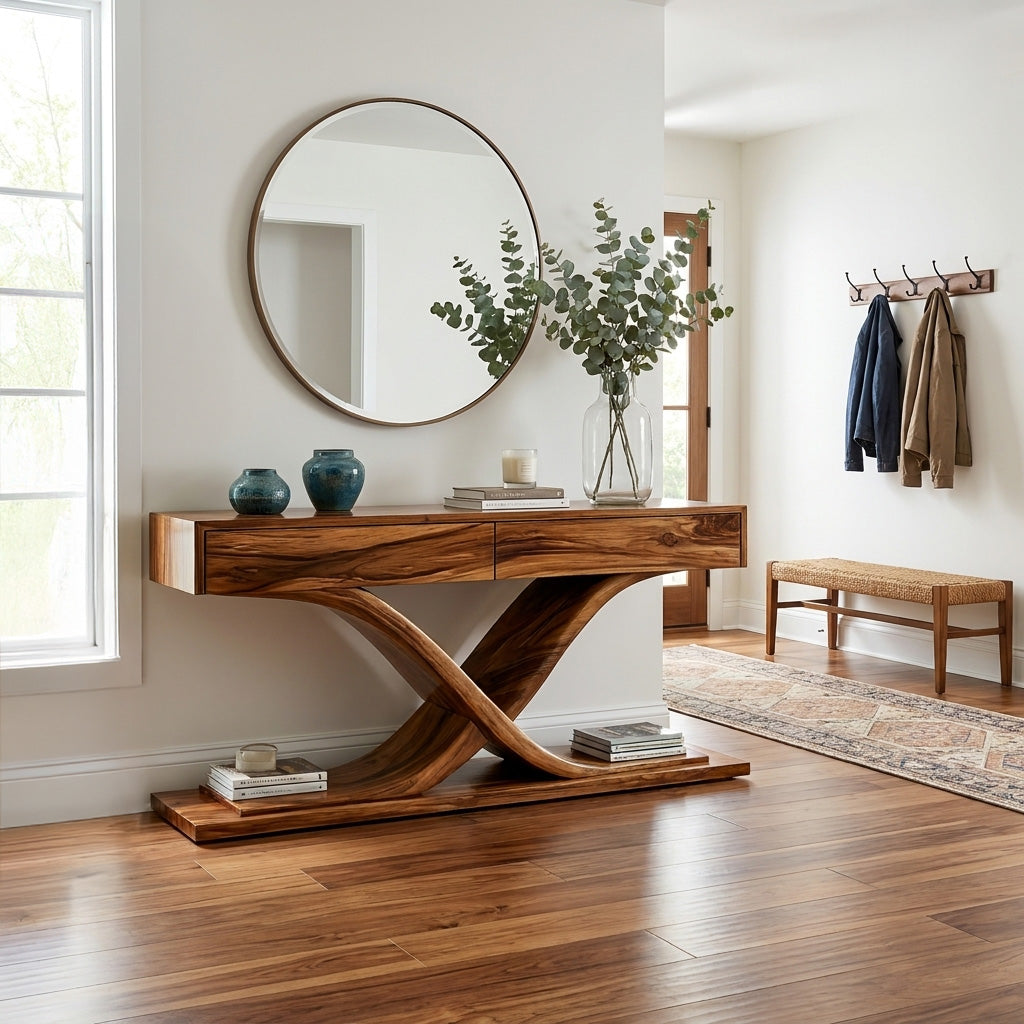 Sculptural Wooden Console Table For Modern Living Room – Roy Timber