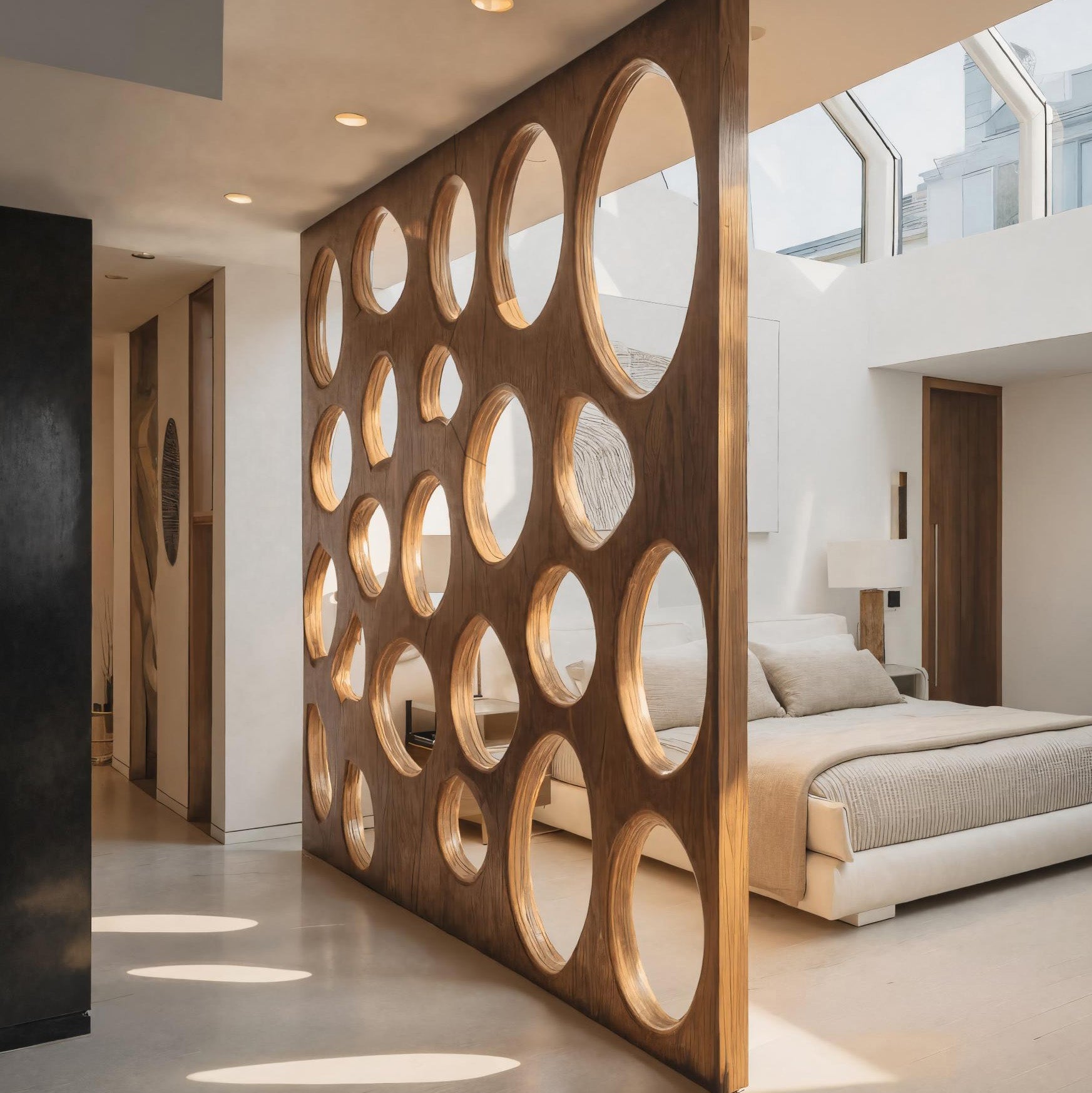 Modern Sculptural Room Divider Circle Pattern For Living Room – Roy Timber