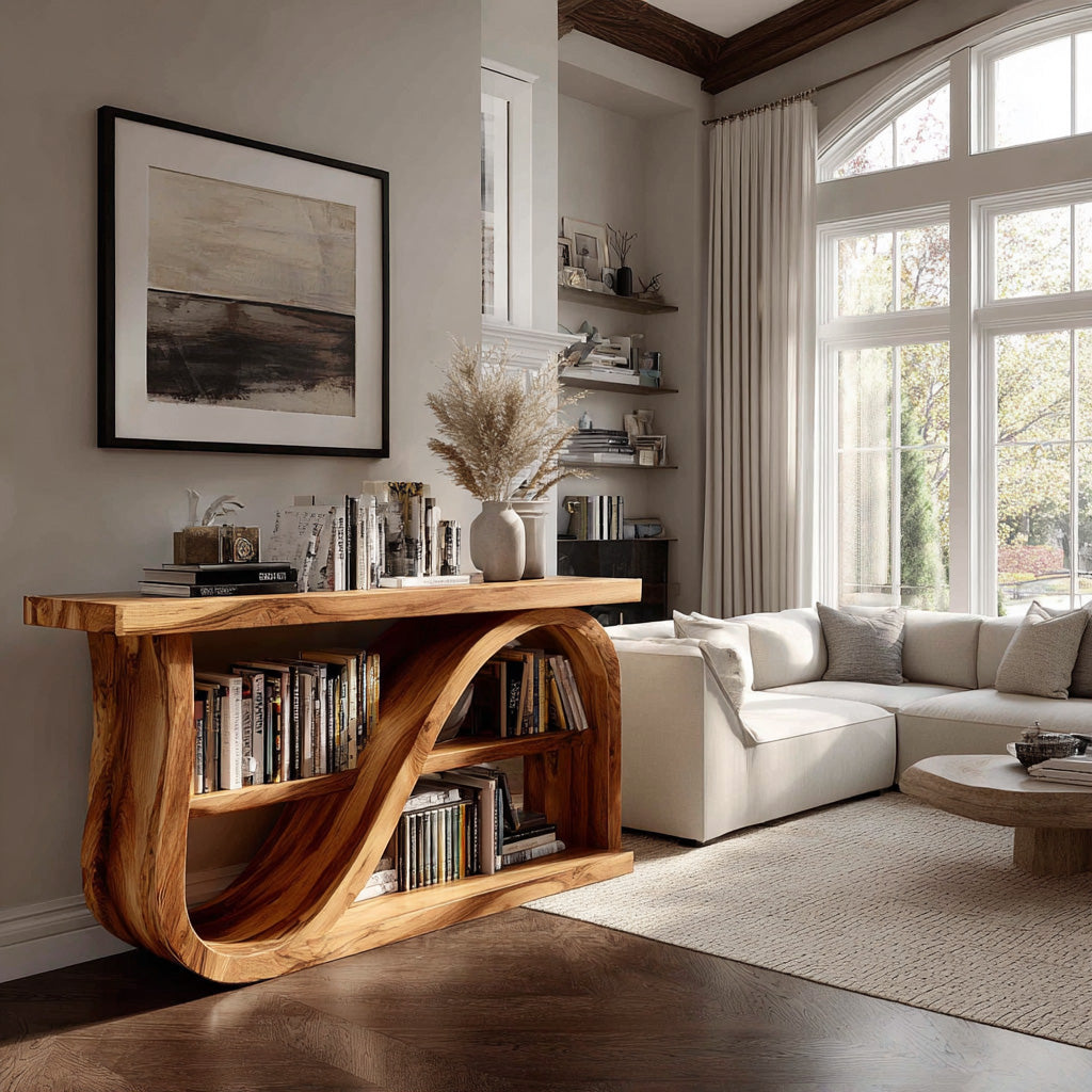 Elegant Wood Console Table With Unique Base For Living Room – Roy Timber