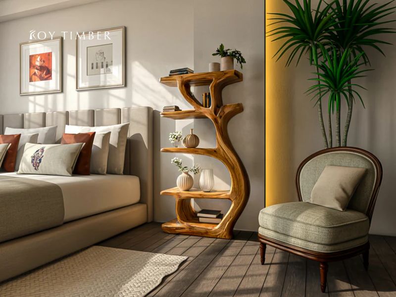 Best Live Edge Bookshelf Ideas for Living Room Display - Natural Wood, Better Styling, Stronger Presence
