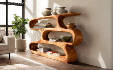 How A Live Edge Bookshelf Helps Keep Small Spaces Organized - Smart Storage Ideas With Natural Style