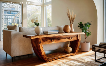 Live Edge Console Table With Drawers - Storage For Everyday Living