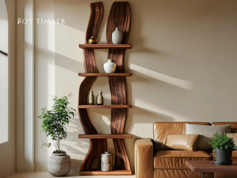 Natural edge wood shelf- Bringing Organic Beauty Into Modern Interiors