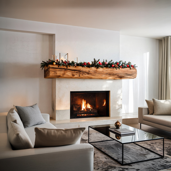Rustic Fireplace Mantel With Sculptur...