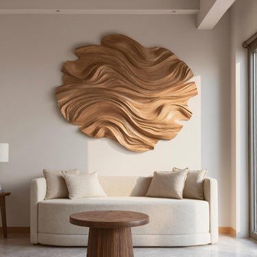 Modern Round Wave Flow Carved Artwork For Living Room