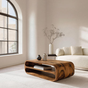 Minimalist Coffee Table With Storage Shelf For Living Room