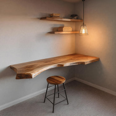 Organic Live Edge Wall Desk For Small Office