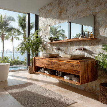 Minimalist Floating Wood Bathroom Vanity For Bathroom Areas