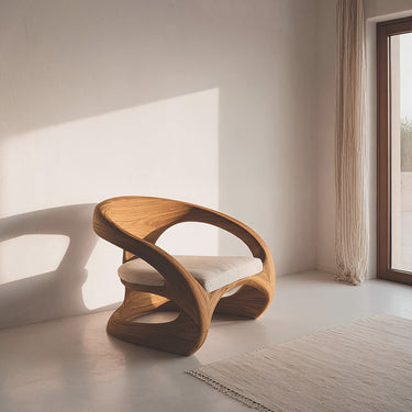 Artistic Curved Armchair Without Upholstered Seat For Living Room