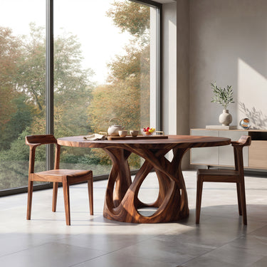 Modern Sculptural Leg Round Dining Table For Breakfast Nook