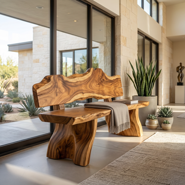 Rustic Live Edge Bench Contemporary Foyer