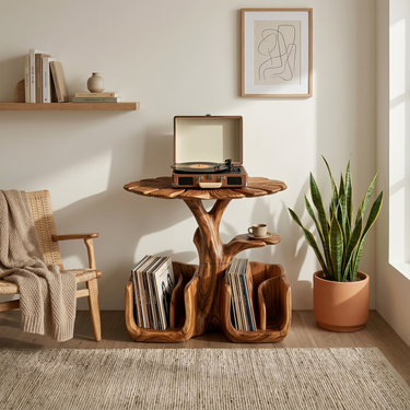 Organic Modern Record Player Stand For Living Room