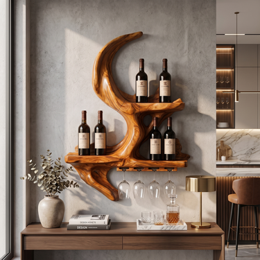 Modern Sculptural Wine Holder For Dining Room