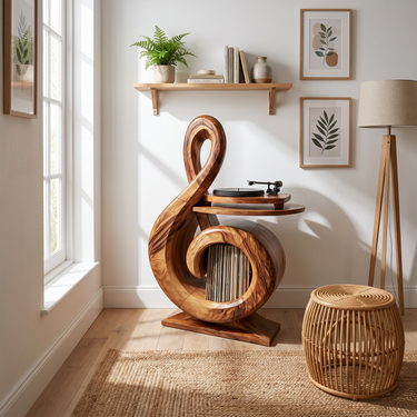 Contemporary Record Storage Stand For Living Room