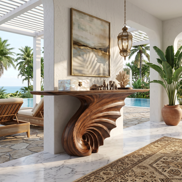 Luxury Spiral Base Console Table Contemporary Villa