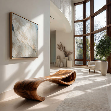 Modern Statement Bench With Soft Curved Lines For Entryway