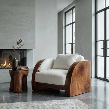 Minimalist Curved Frame Armchair For Contemporary Home