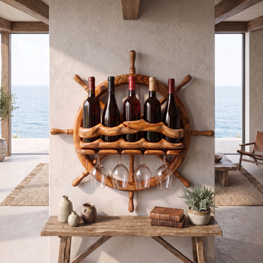 Nautical Wheel Wine Holder For Coastal Home