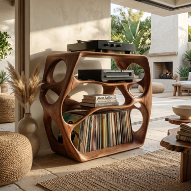Minimalist Record Stand For Music Studio Interior Area