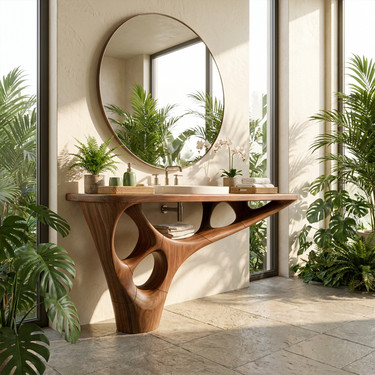 Rustic Organic Bathroom Vanity For Powder Room