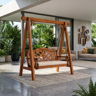 Contemporary Wooden Garden Swing Outdoor Living