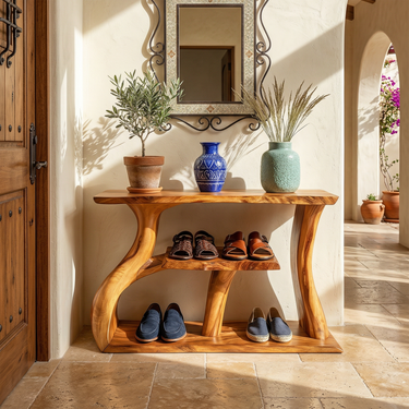 Mid Century Shoe Rack Shelf For Foyer Hallway Living Setting