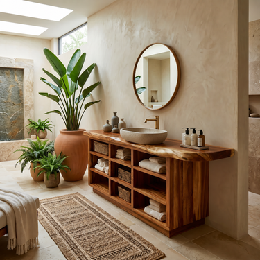 Japandi Wood Washstand Vanity For Zen Bathroom
