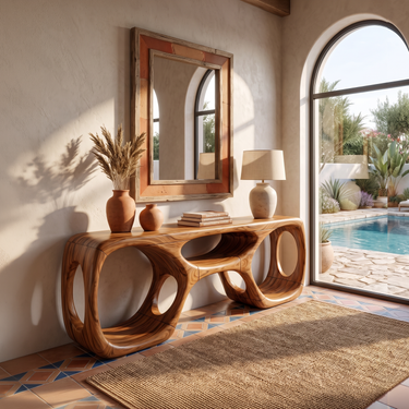 Sculptural Console Table For Mediterranean Entryway