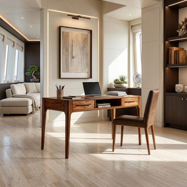 Contemporary Writing Desk With Slim Drawers For Study Room
