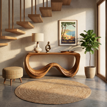 Organic Modern Sculptural Console Table For Living Room