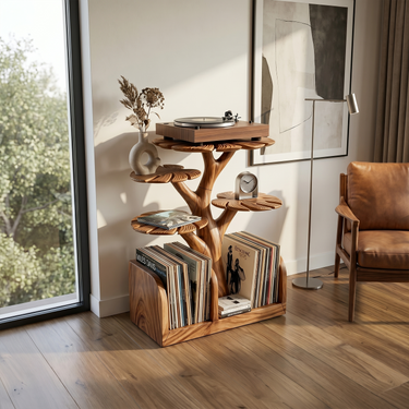 Organic Modern Record Storage Stand For Listening Room