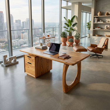 High Rise Workstation Desk With Curved Base For Penthouse Office
