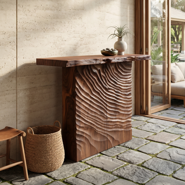 Minimalist Sculpted Base Hall Table For Apartment Interior Space