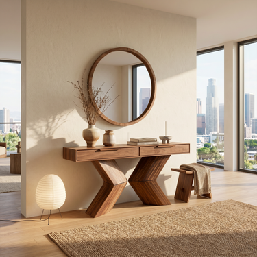 Japandi Accent Console Table For Bedroom Entryway