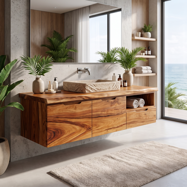 Luxury Wood Bathroom Vanity Coastal Beach House