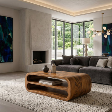 Minimalist Coffee Table With Storage Shelf For Living Room