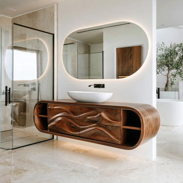 Contemporary Rounded Floating Bathroom Vanity For Modern Bathroom