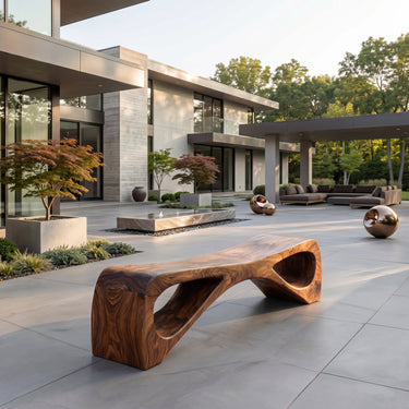 Organic Wooden Outdoor Bench For Landscape Garden