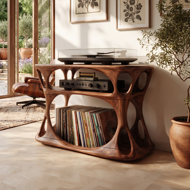 Contemporary Record Player Cabinet For Apartment Interior Space