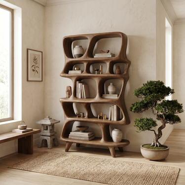 Japandi Bookshelf For Living Room