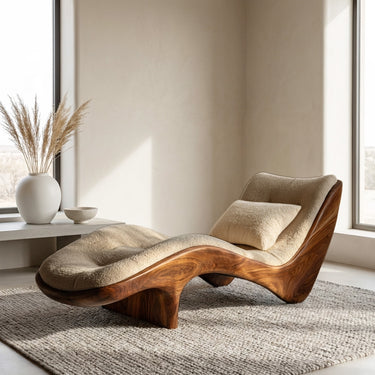 Organic Modern Natural Wood Lounge Chair For Reading Nook