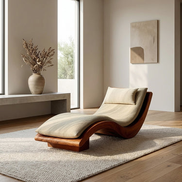 Minimalist Natural Wood Lounge Chair For Bedroom Decor