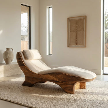 Sculptural Natural Wood Lounge Chair For Bedroom Corner