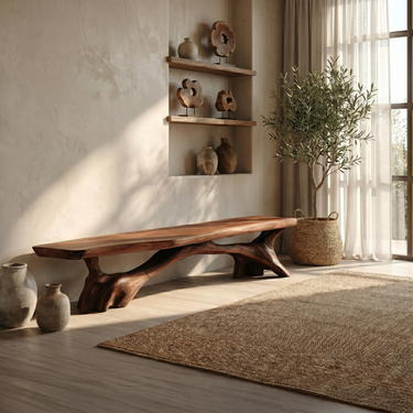 Organic Modern Bench For Entryway Hallway