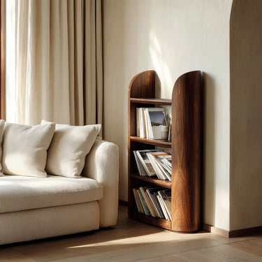 Scandinavian Wood Magazine Rack With Rounded Edge For Reading Corner
