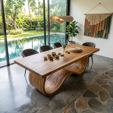 Boho Statement Table For Indoor Pool Dining Area