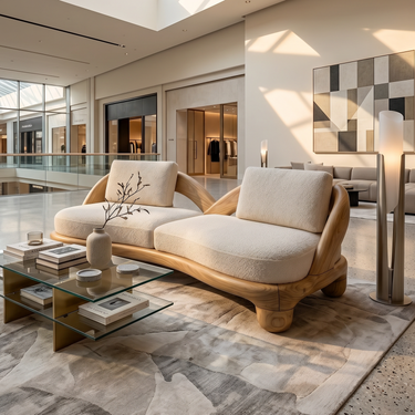 Modern Wooden Accent Sofa For Luxury Commercial Lobby Seating