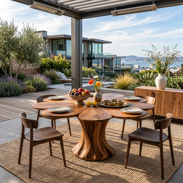 Modern Wooden Dining Table With Flower Shape For Kitchen