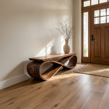 Infinity Loop Sculptural Bench For Entryway Or Living Room