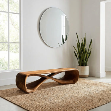 Organic Natural Wood Bench For Minimalist Entryway Styling